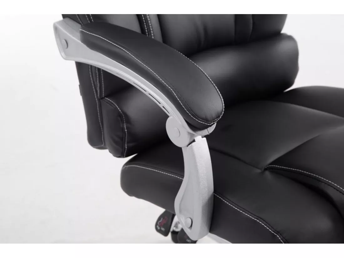 Chaise de bureau - Similicuir & Métal chromé - Noir - Pacific