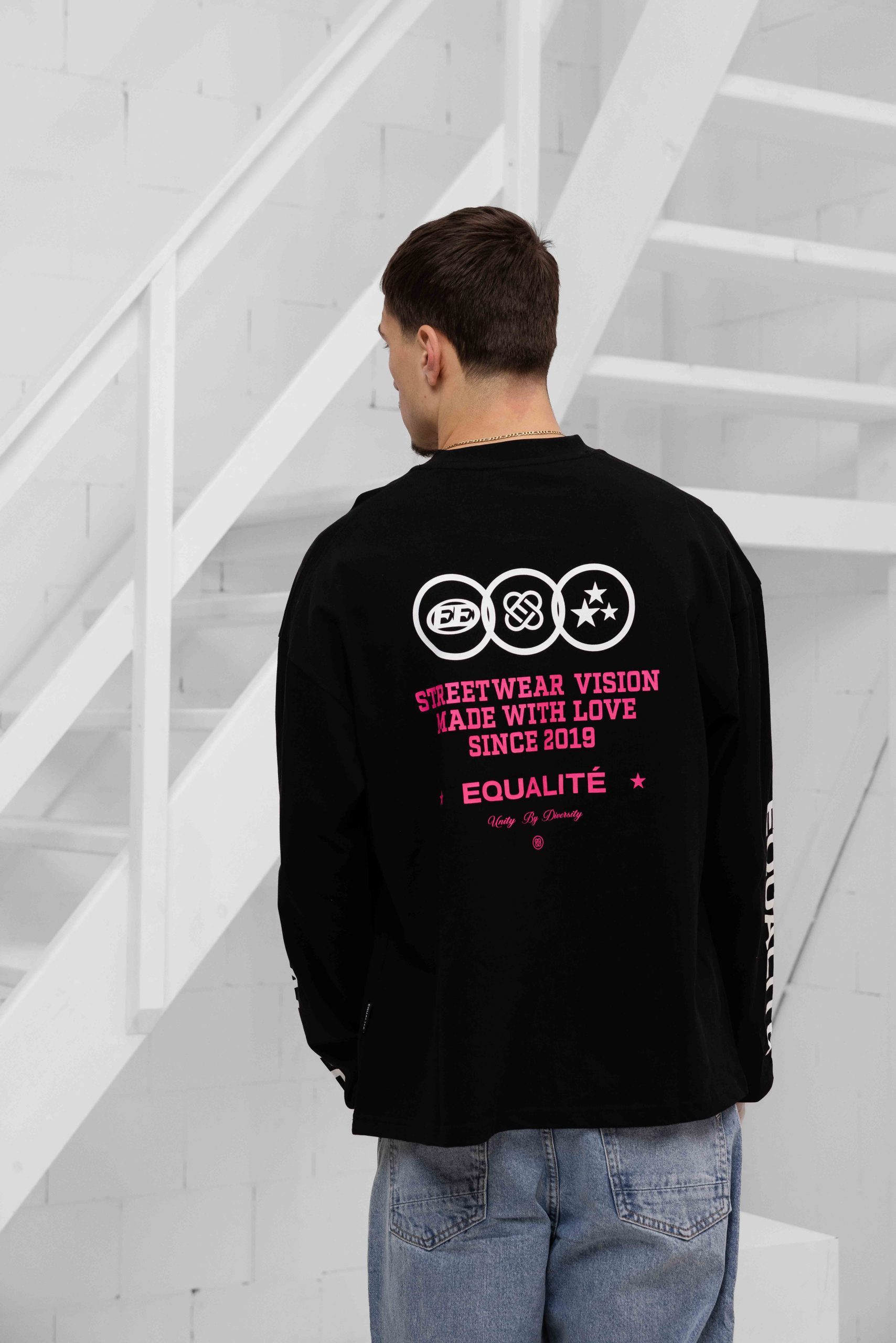 Equalité Universe Longsleeve T-Shirt Heren Zwart/Roze