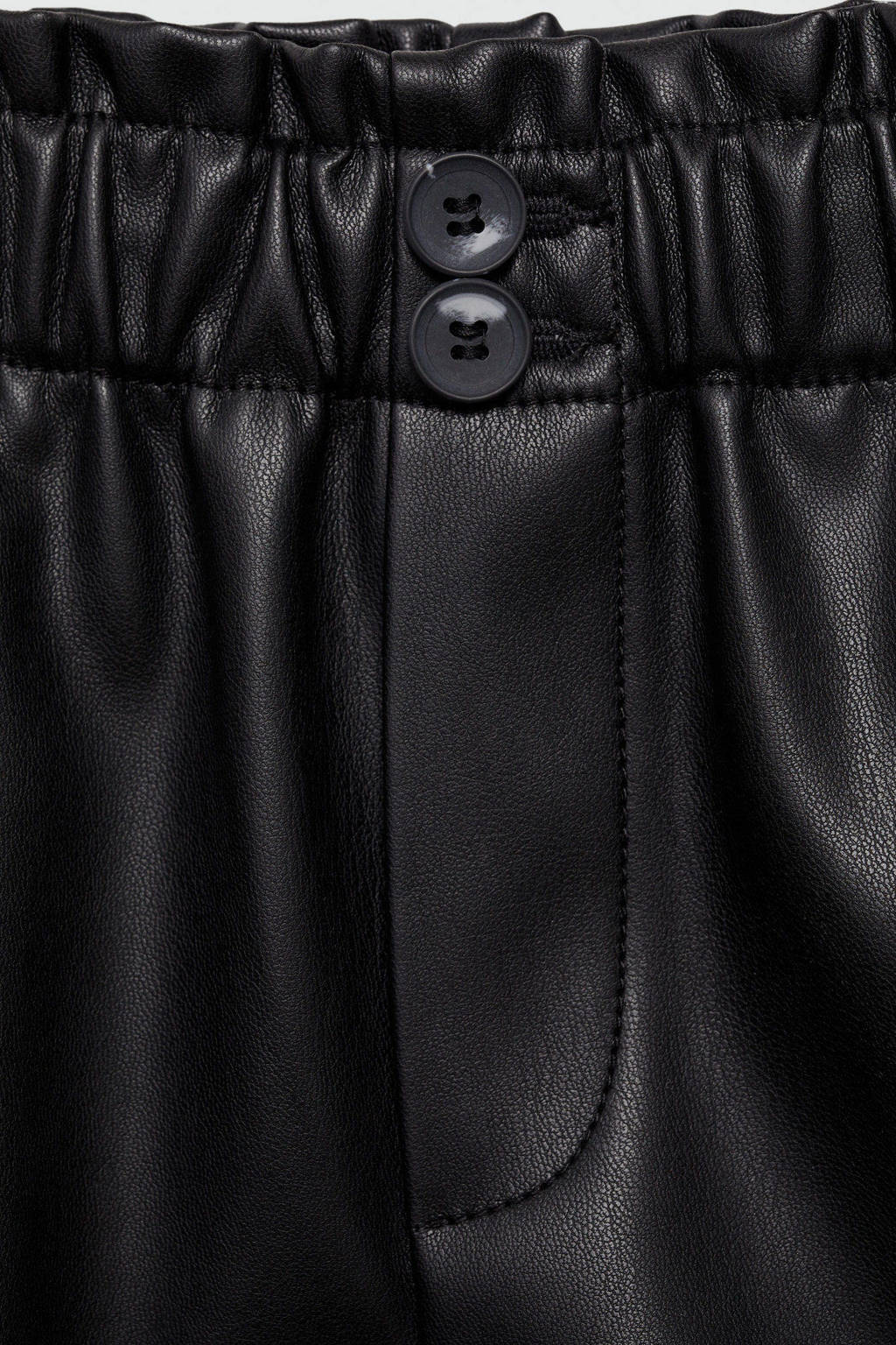 Mango Kids imitatieleren paperbag short zwart