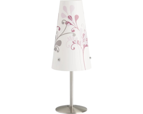 Tafellamp, 1-lichts, H 36 cm, Isi, wit met paars decor