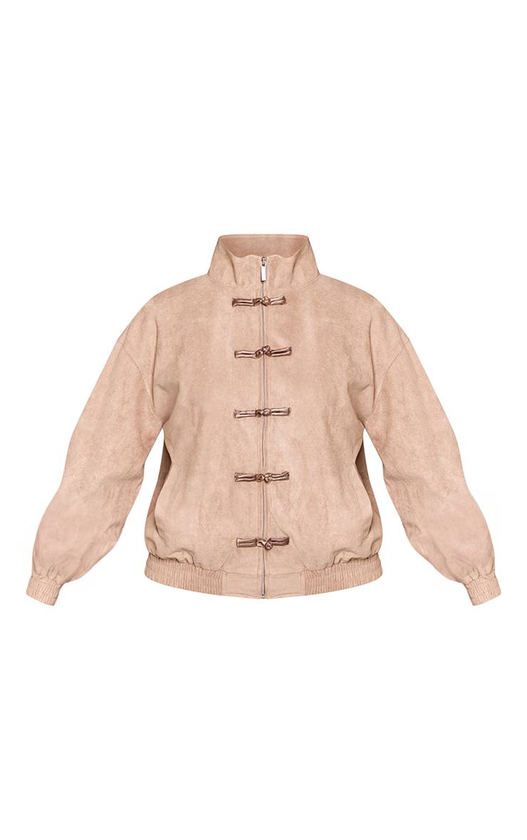 Gris Pierre Blouson Bomber Petite En Synthétique Avec Col Montant Zippé Et Fermetures À Bascule