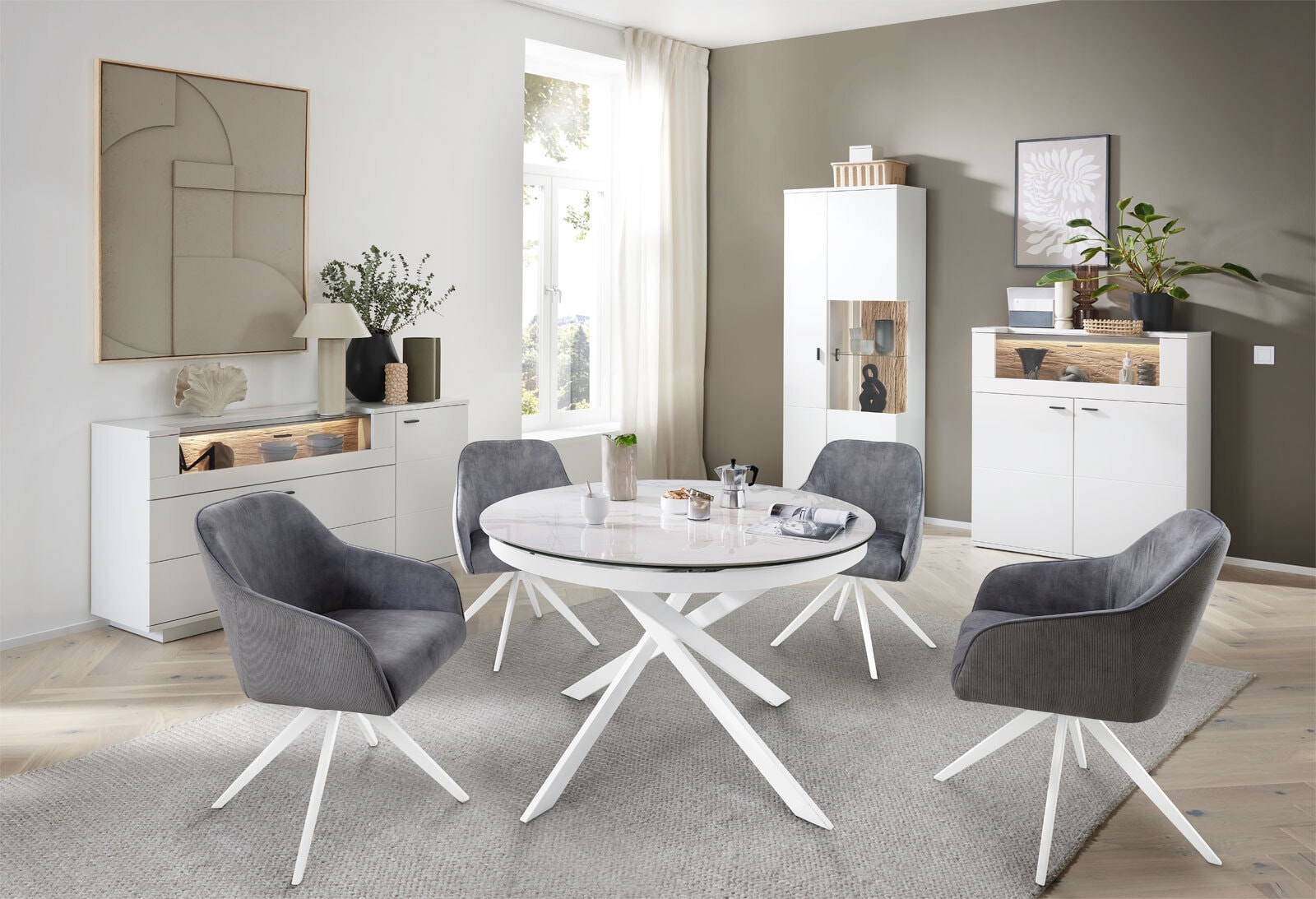 Highboard Lissabon 110 x 118 x 44 cm Modern white