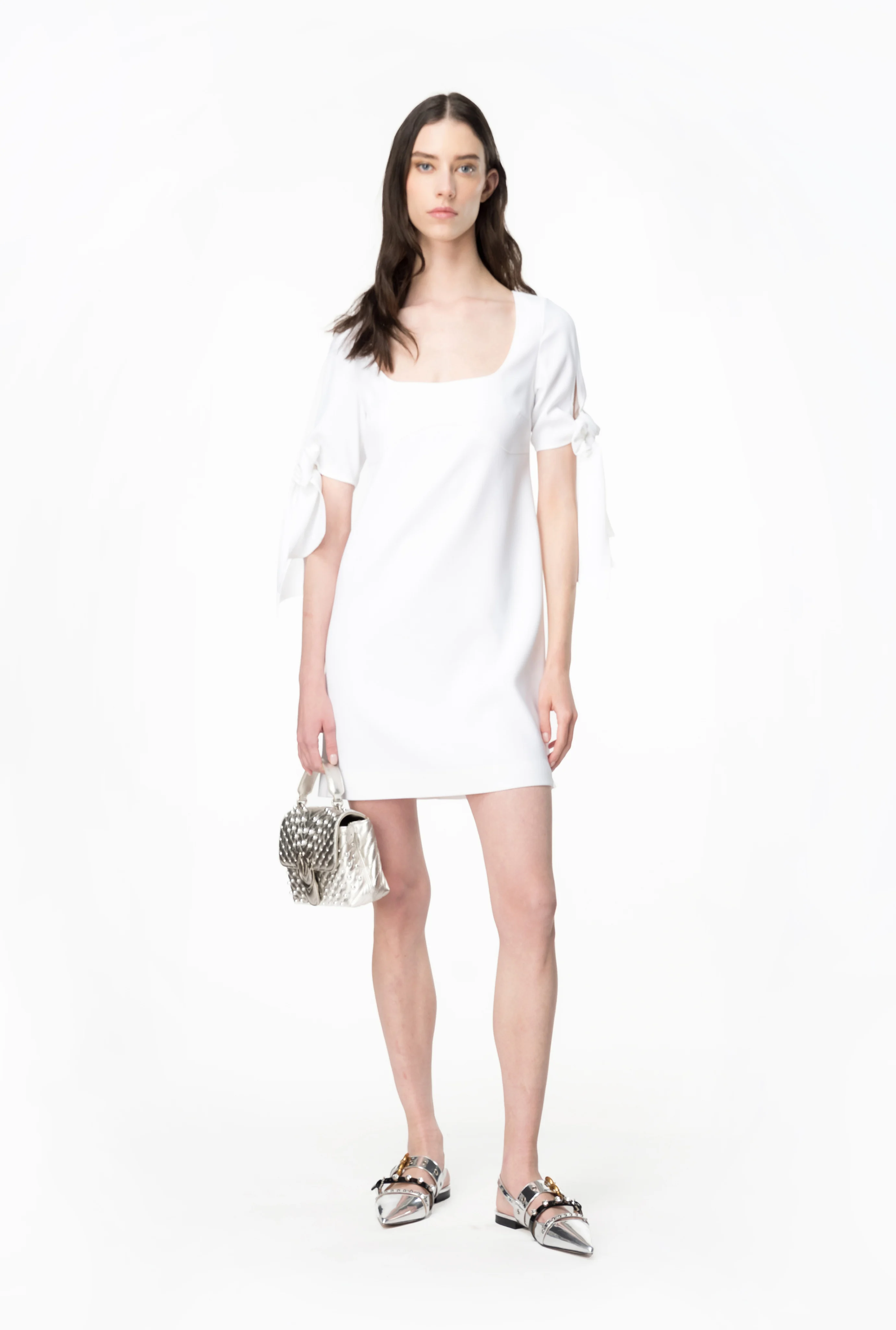 Mini-robe à manches nouées | Blanc