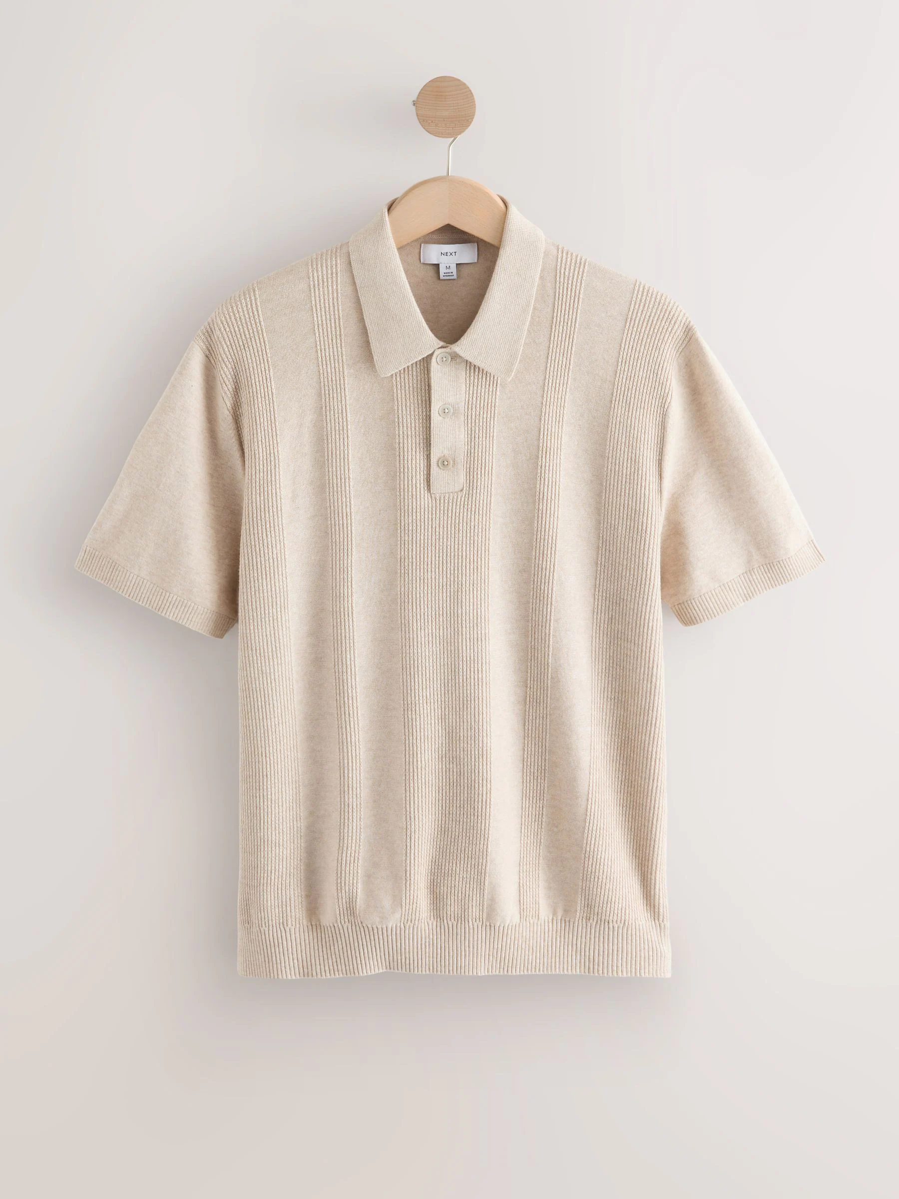 Marineblauw/naturel - Regular fit poloshirt met hoog katoengehalte, korte mouwen en gestructureerd breisel 2 stuks