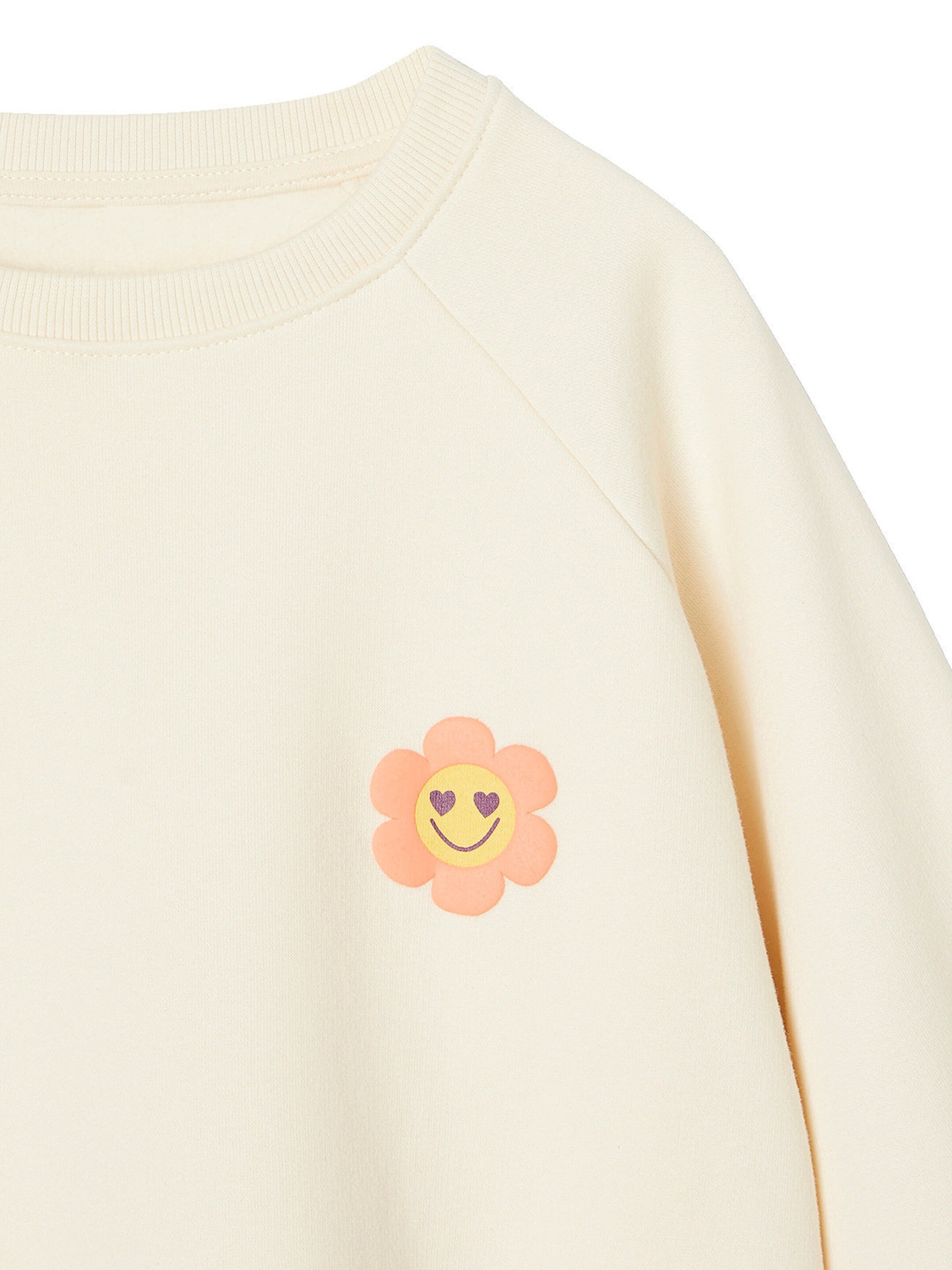 Vertbaudet Mädchen-Set: geblümtes Sweatkleid mit Recycling-Polyester & 3/4-Leggings wollweiß