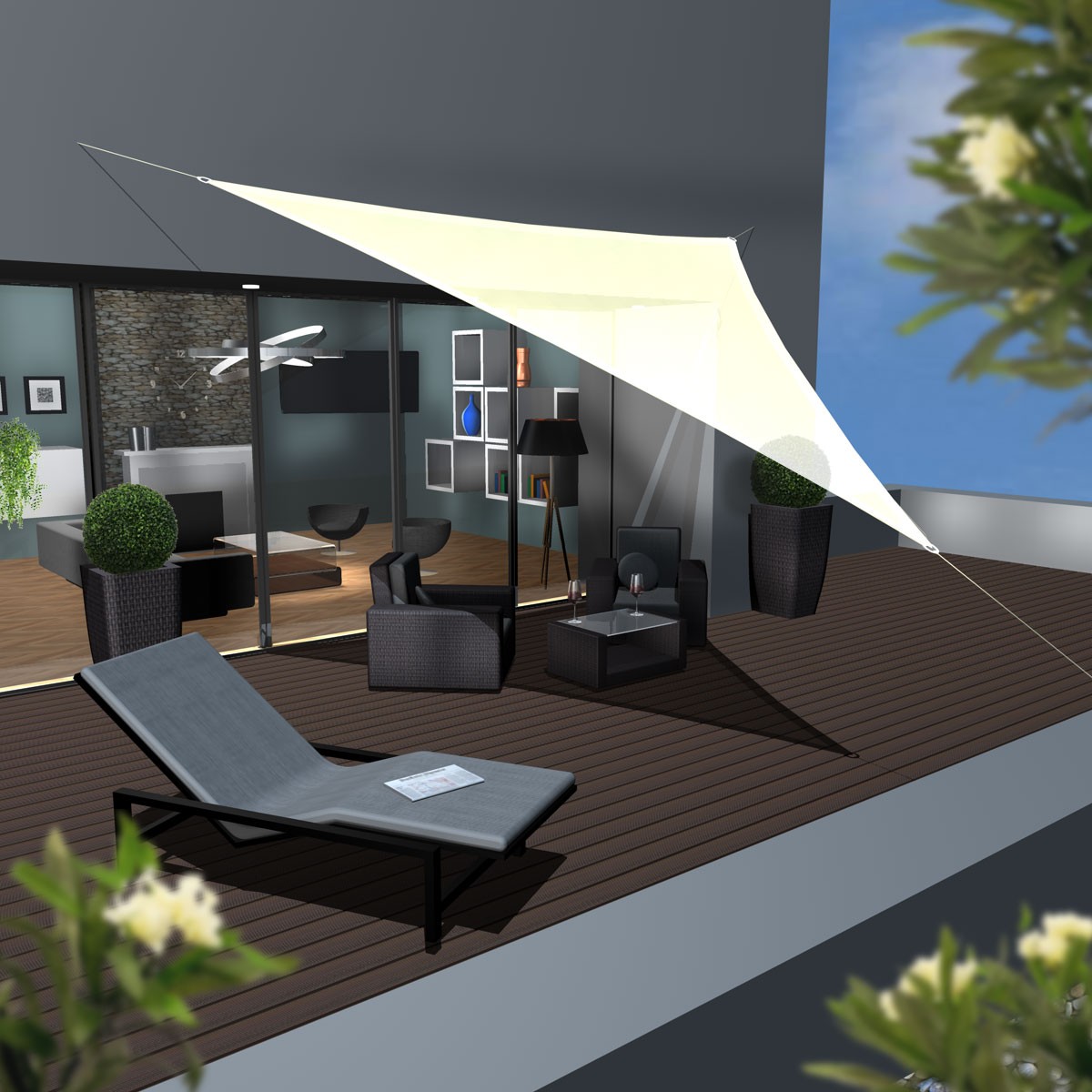 AMANKA 5 x 5 x 5 HDPE schaduwdoek - Beige
