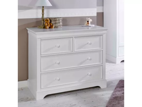 Commode 4 tiroirs bois massif blanc LILA