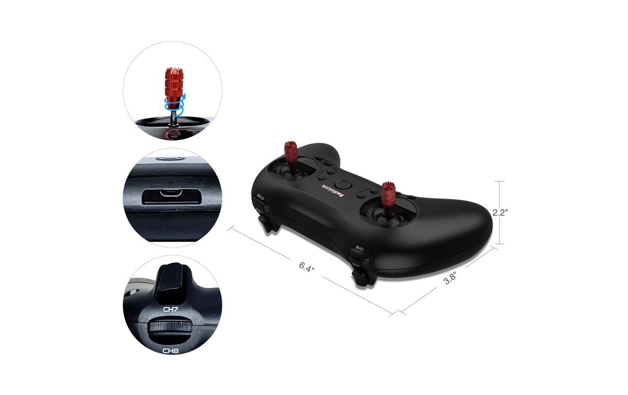 Fernsteuerung T8S-BT 2.4 GHz, 8 Kanal, mit Empfänger<br>Kompakter 8-Kanal Sender für Flugmodelle