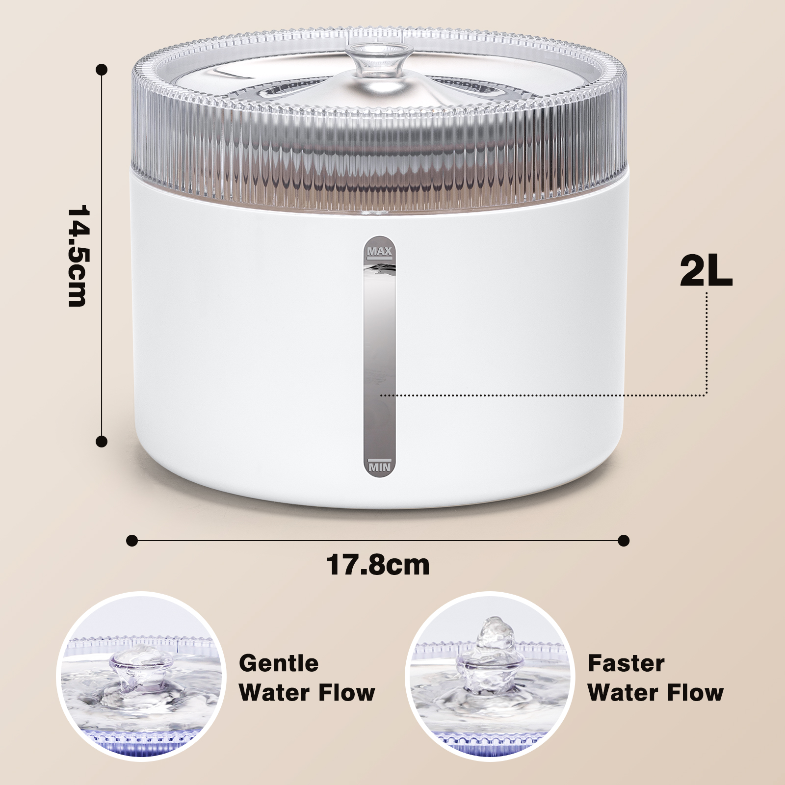 Fonte de água para gatos Nobleza - 2L, ultrassilenciosa, com luz LED inteligente, filtros de carvão ativado e bomba de água, adequada para vários animais de estimação, branca.