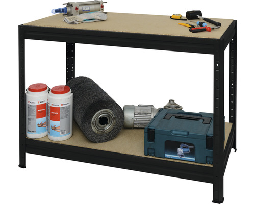 Robuuste stellingkast HEAVY RACK, matzwart, 87x120x60cm, 2 houten planken, draagvermogen 1200 kg