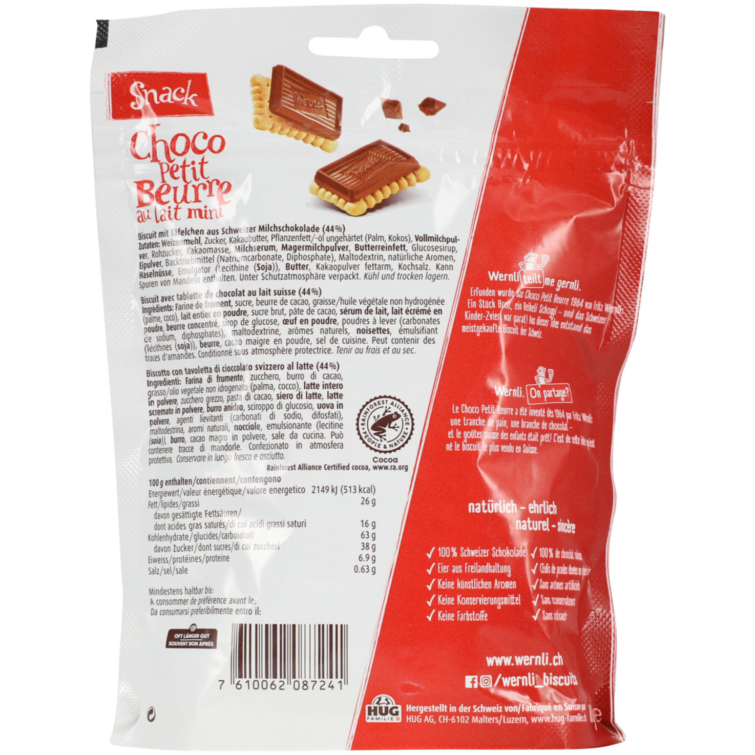 Wernli Snackbeutel Choco Petit Beurre au lait Mini