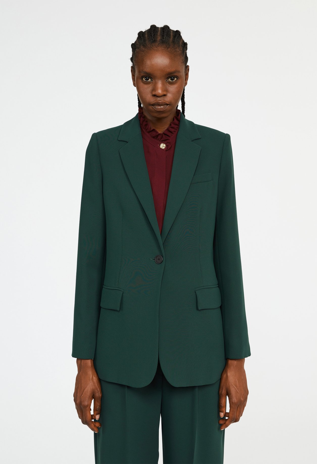 Veste vert for&ecirc;t tailleur cintree