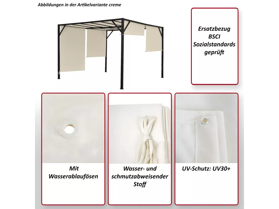 Toile de rechange pour toit de pergola Beja3x3m, taupe