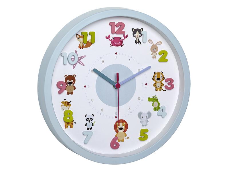 TFA Dostmann Wanduhr Little Animal Mehrfarbig Kinder Analog- Wanduhr