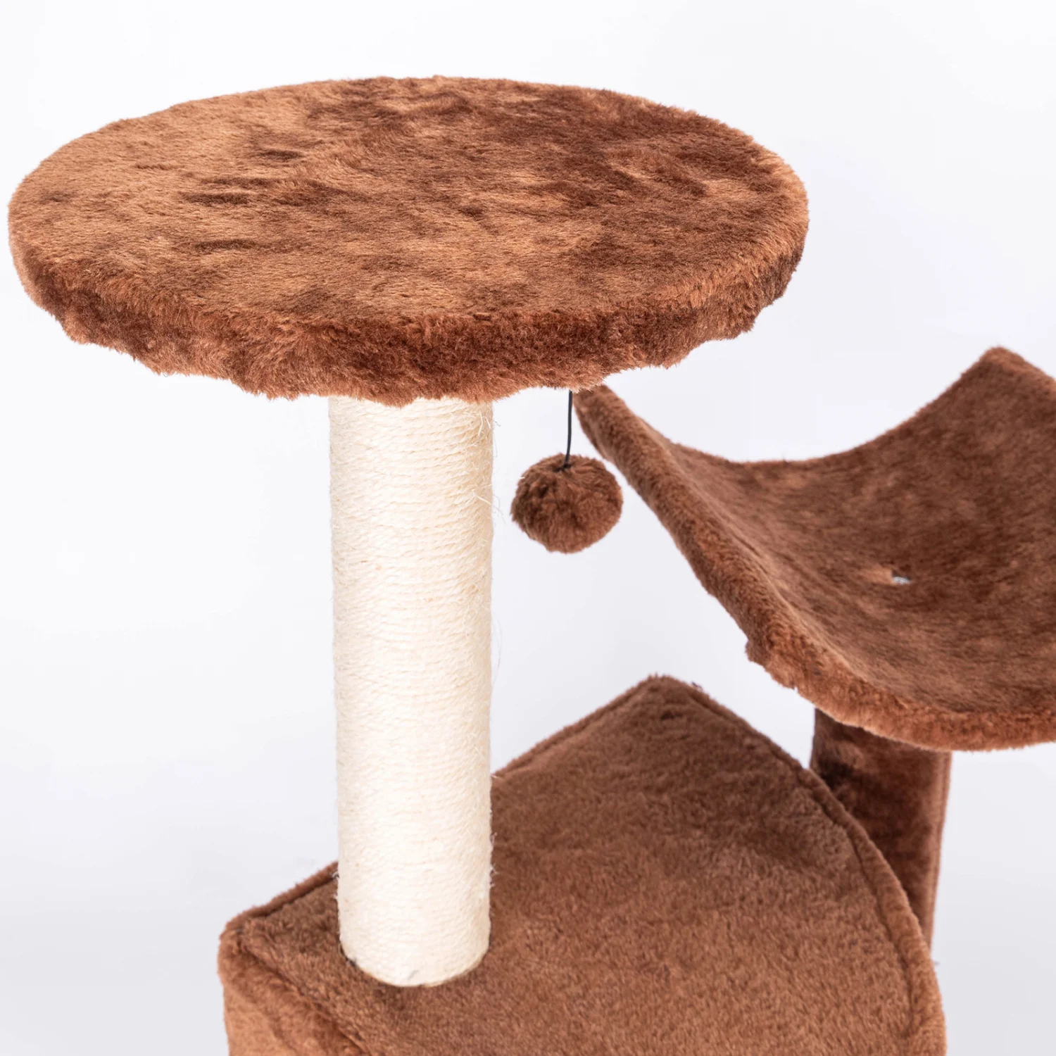 Árvore para Gatos Nobleza, Poste Arranhador com Plataformas, Cavernas de Pelúcia Macia, Postes Arranhadores de Sisal, Brinquedo de Bola Pendurado, Marrom, 40*33*64CM