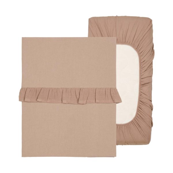 Koeka Faro Ruffle Set Ledikant - Laken En Hoeslaken - Sage