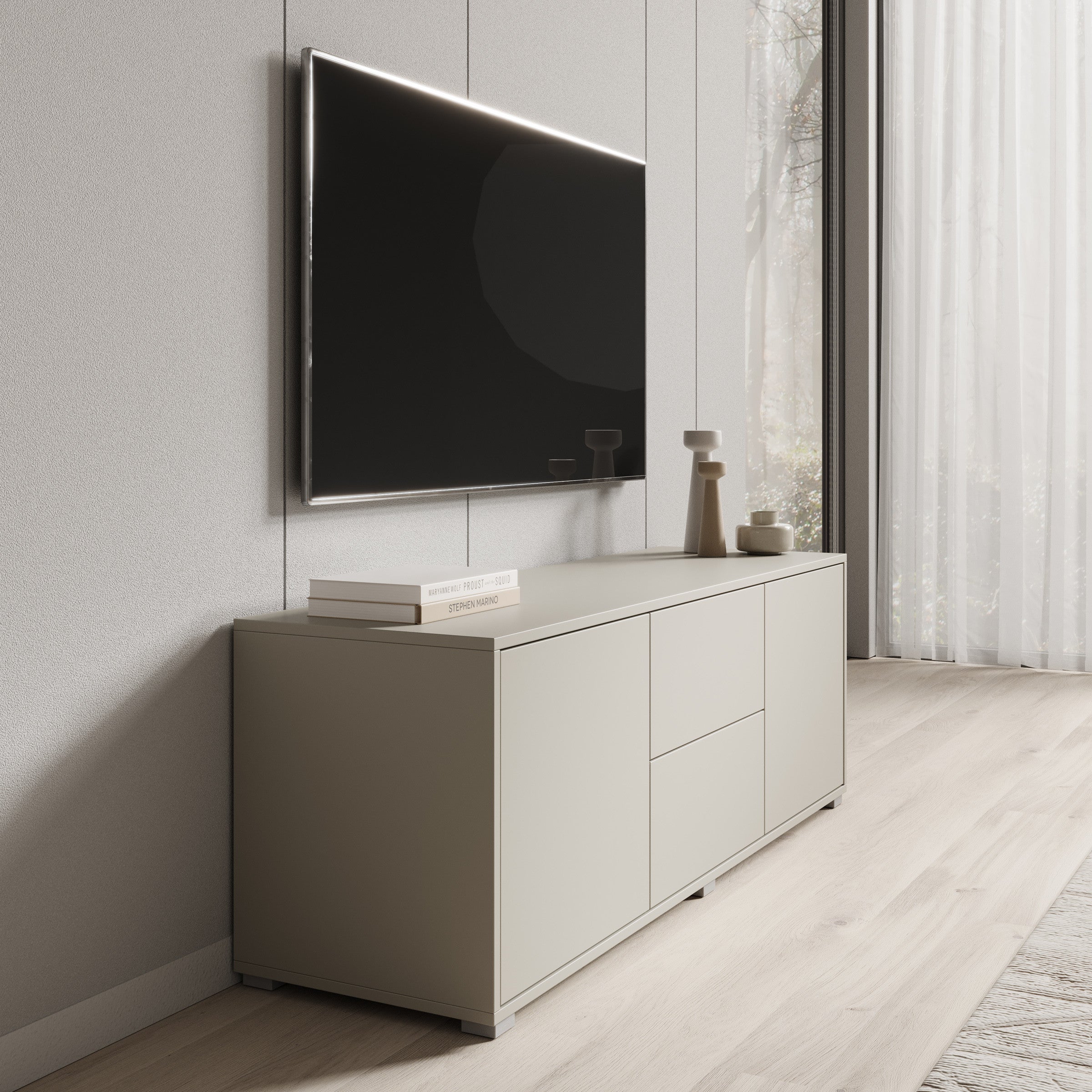 Meubella - TV-Meubel Gideon - Beige - 141 cm