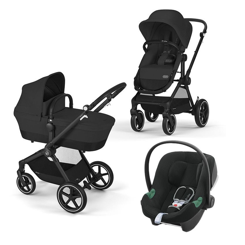 Poussette 2 en 1 Eos Lux black/moon black + siège-auto Aton B2 i-Size - Ecru