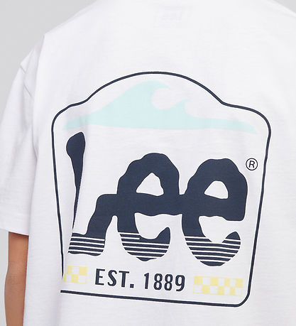 Lee T-Shirt - Wave Grafik - Bright White