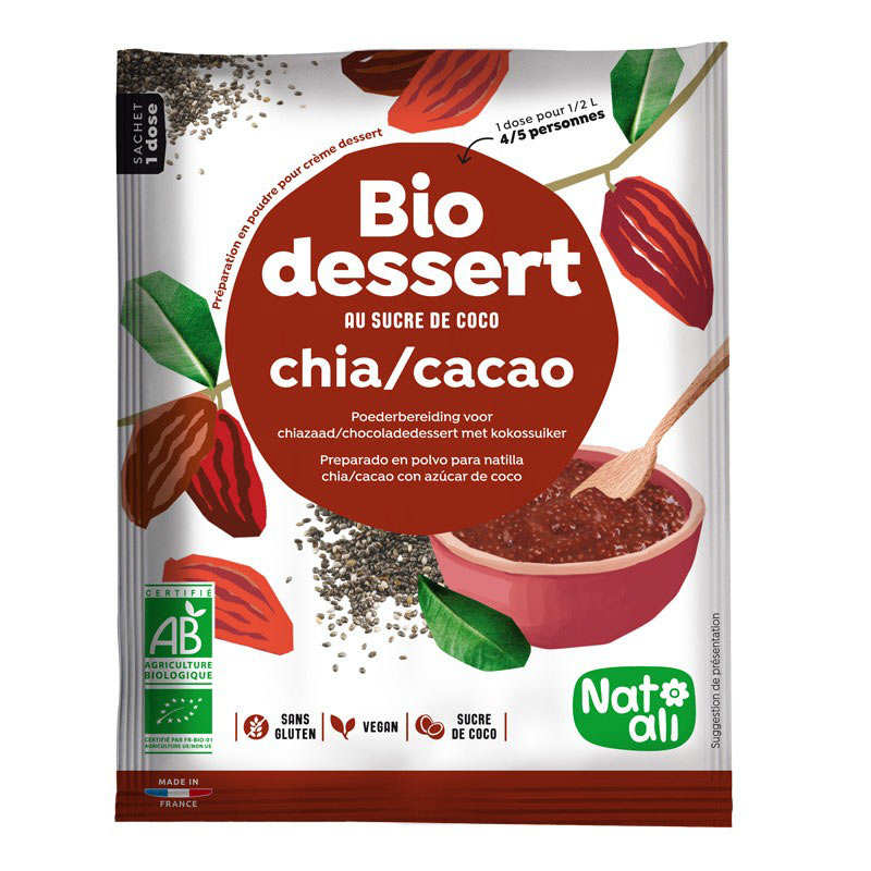 Bio Dessert Chia/Cacao - préparation bio et vegan pour dessert au sucre de coco