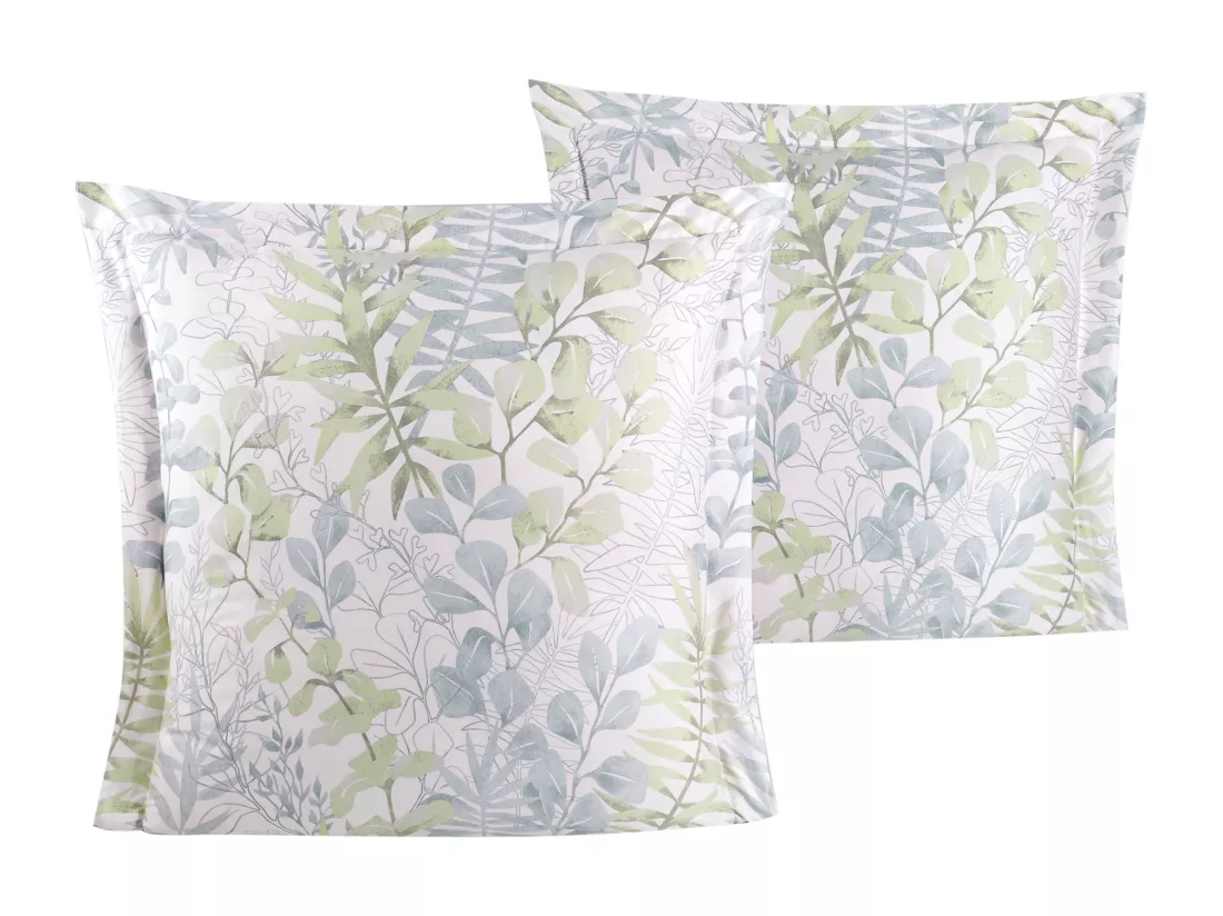 Lot de 2 Taies d'oreiller satin de coton imprimé 
