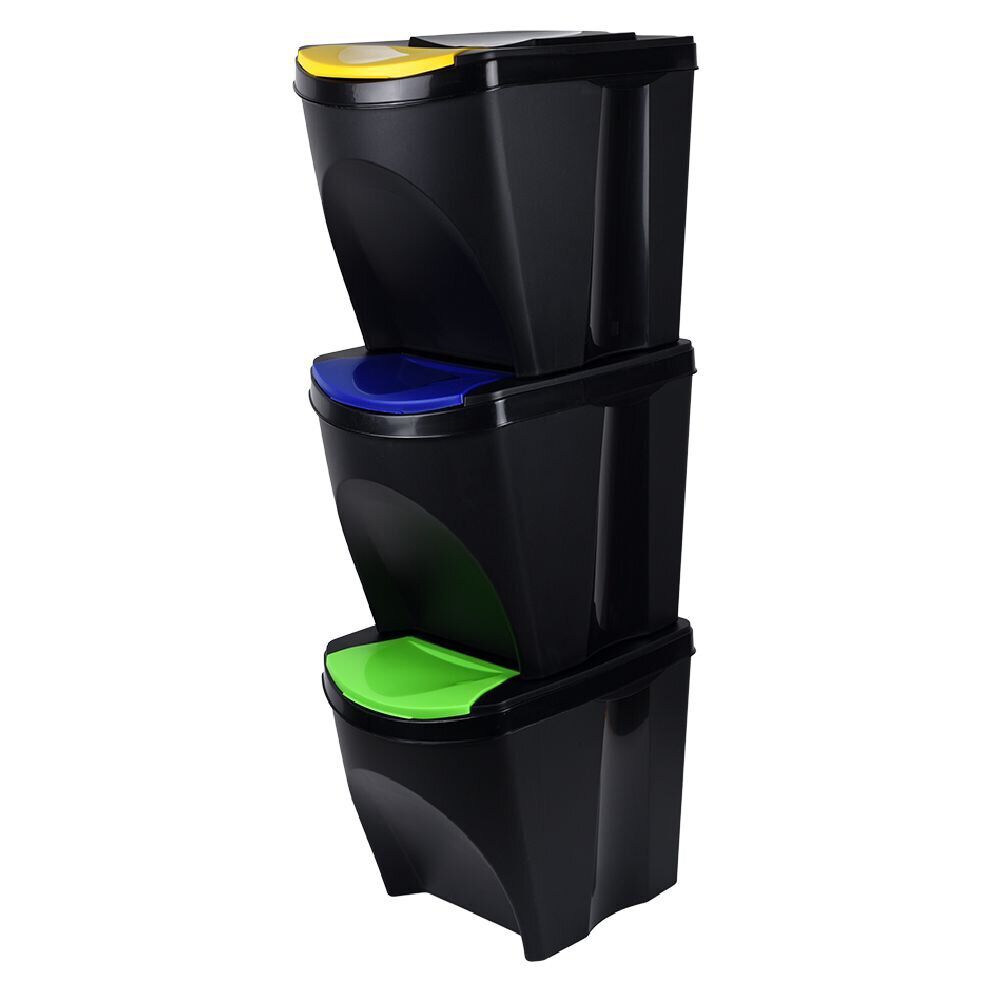 Lot de 3 poubelles de tri 25L