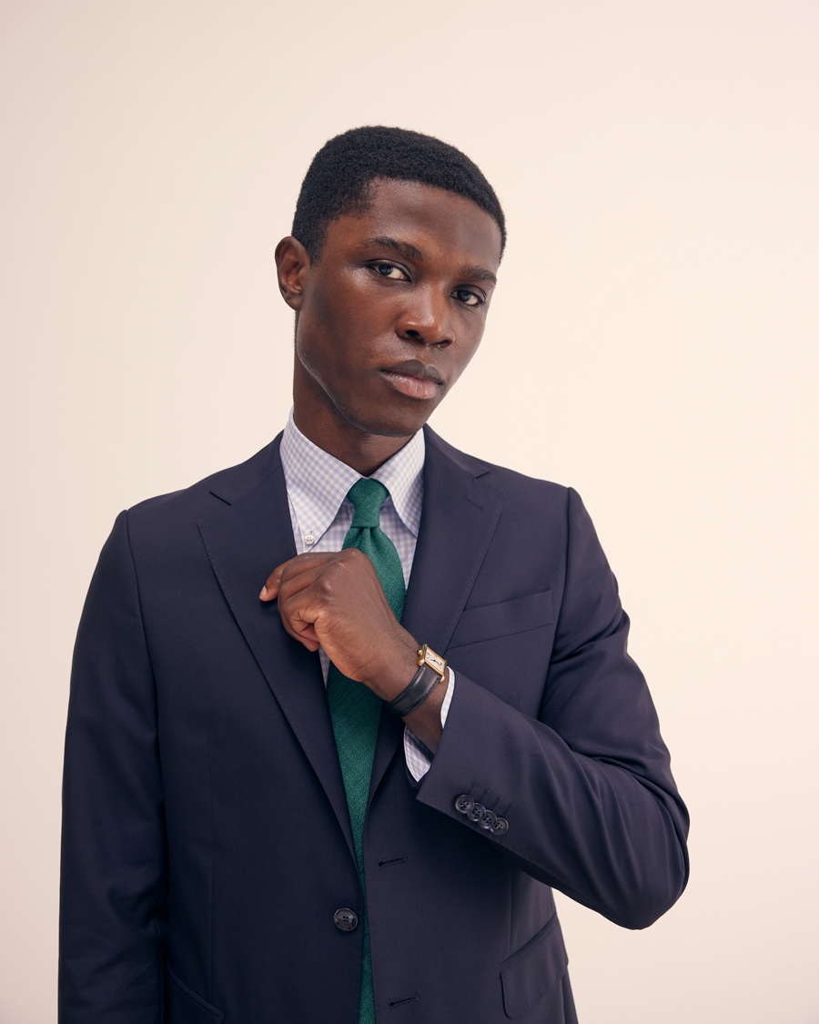 Drake's Silk Tussah Handrolled Tie Green