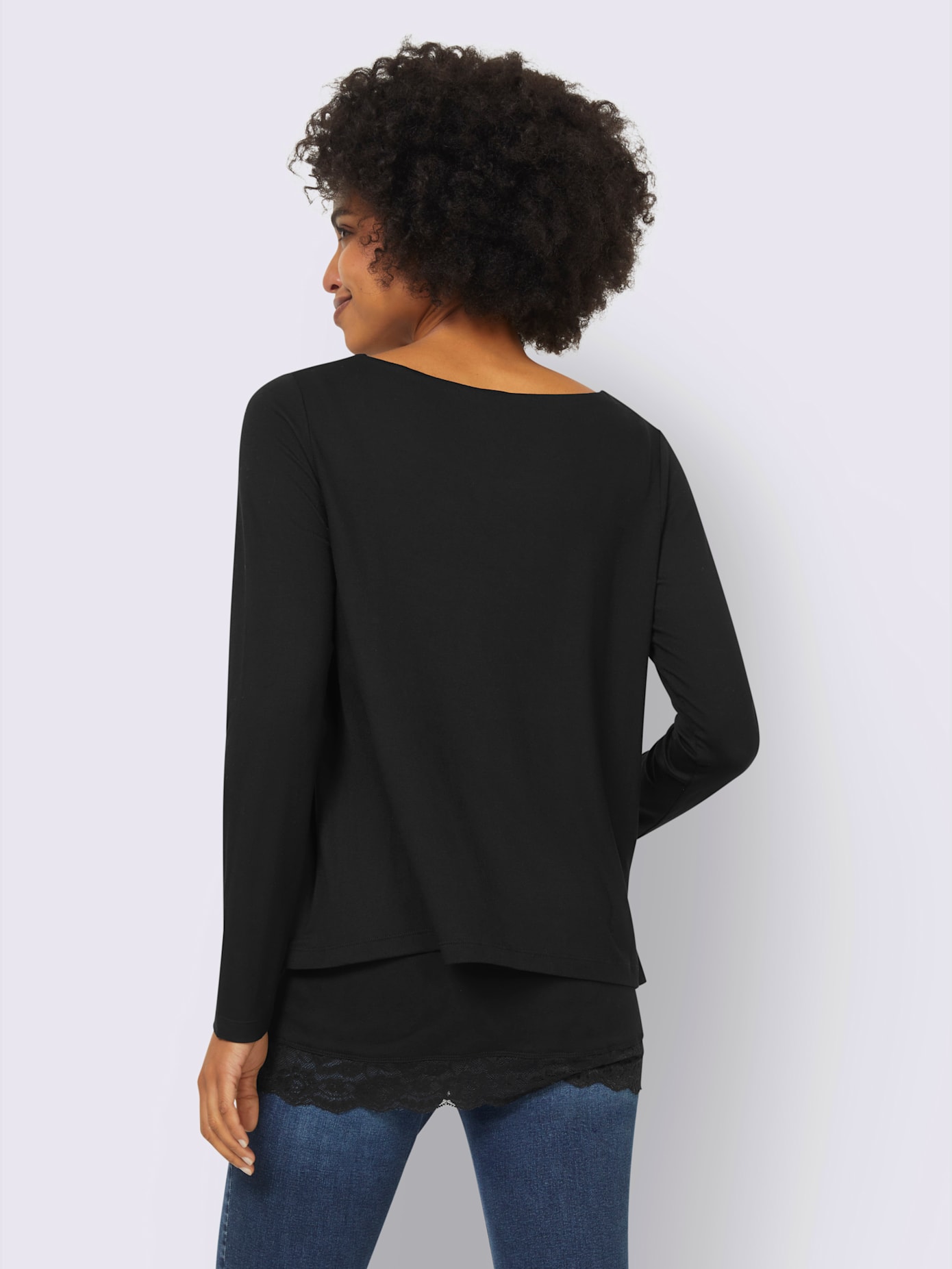 T-shirt 2 en 1 bordure en dentelle à l’ourlet