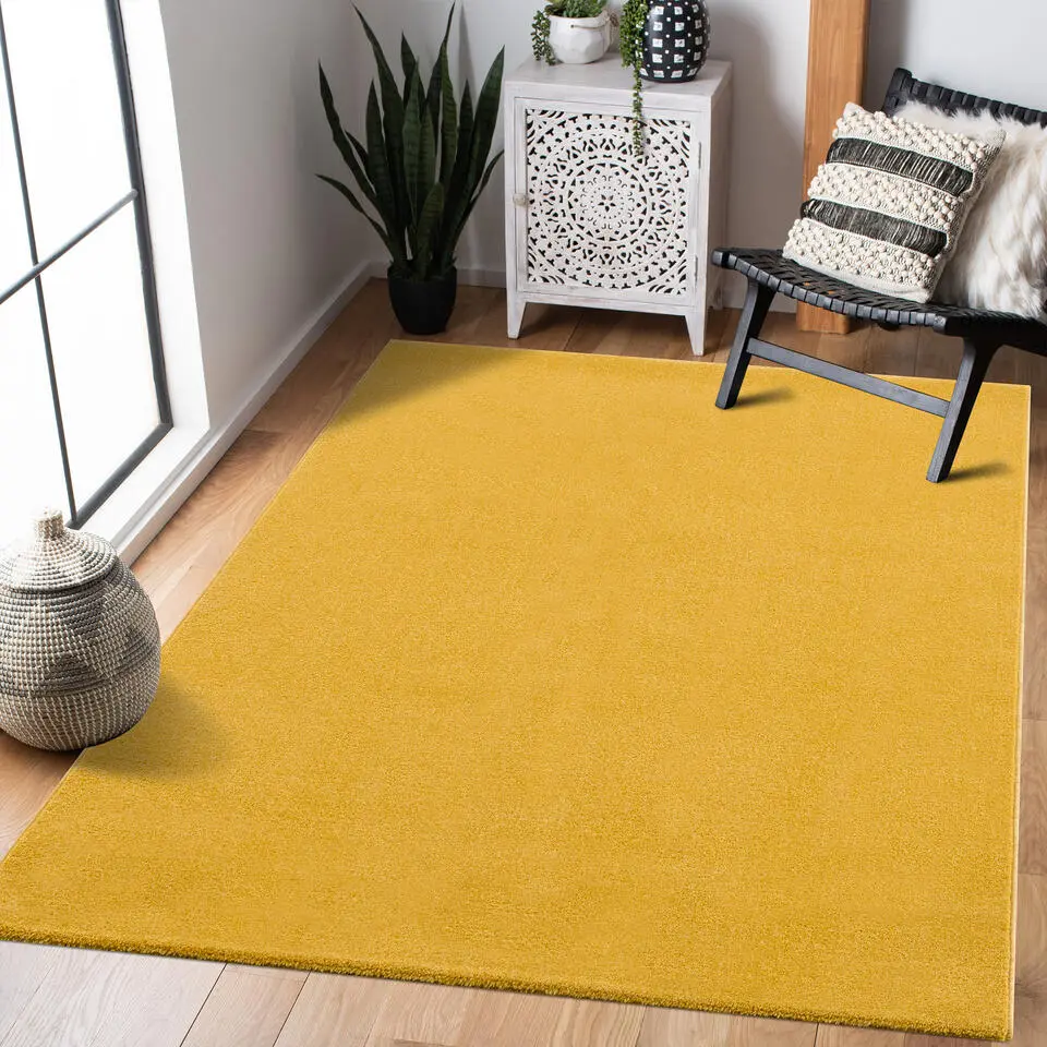 Uni Effen Laagpolig Vloerkleed Modern Geel - 160x230 CM