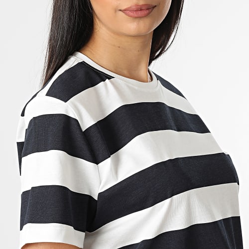 Robe Tee Shirt Femme June Stripe Bleu Marine Blanc