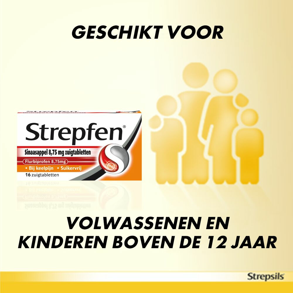 Strepfen Sinaasappel Suikervrij16 zuigtabletten