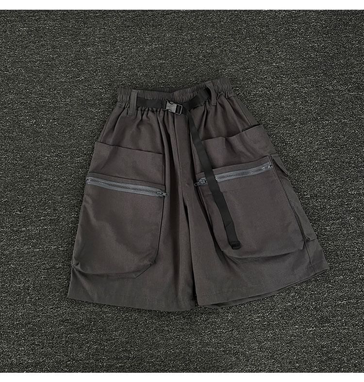 Mimiyox - Hoge taille, effen, wijde cargoshorts