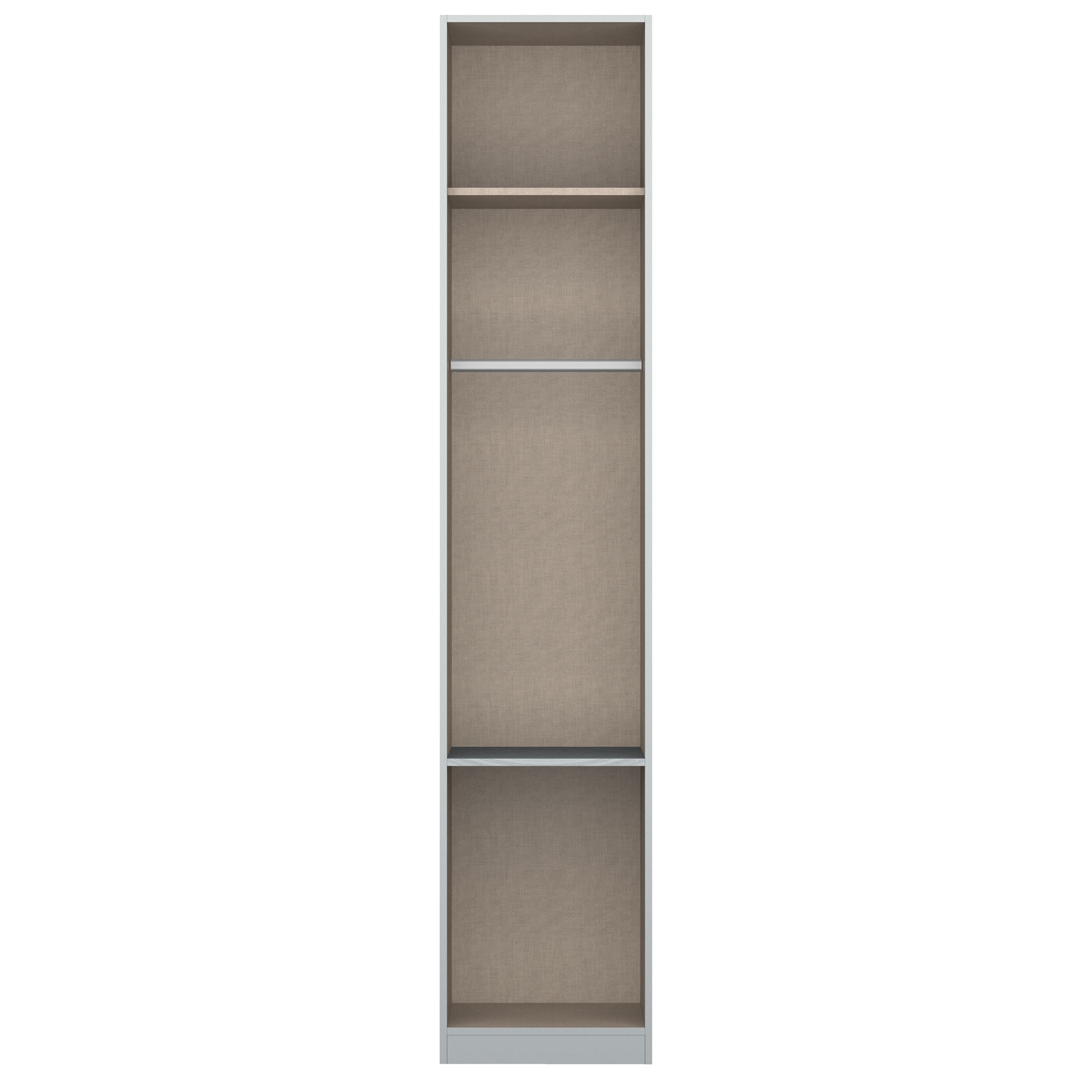 Drehtürenschrank - seidengrau - Kristallglasspiegel - 3 Schubkästen - 47 cm