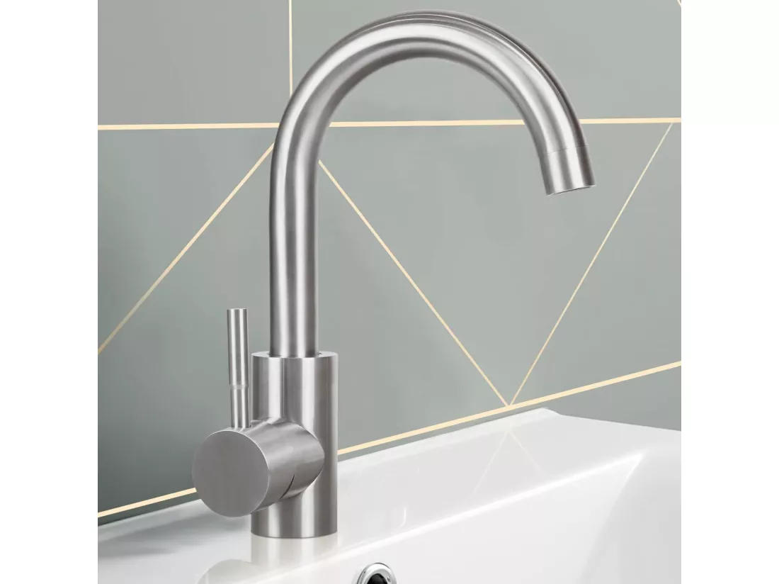 NETTLIFE robinet de cuisine robinet de lavabo de salle de bains robinet de salle de bains en acier inoxydable haute pression