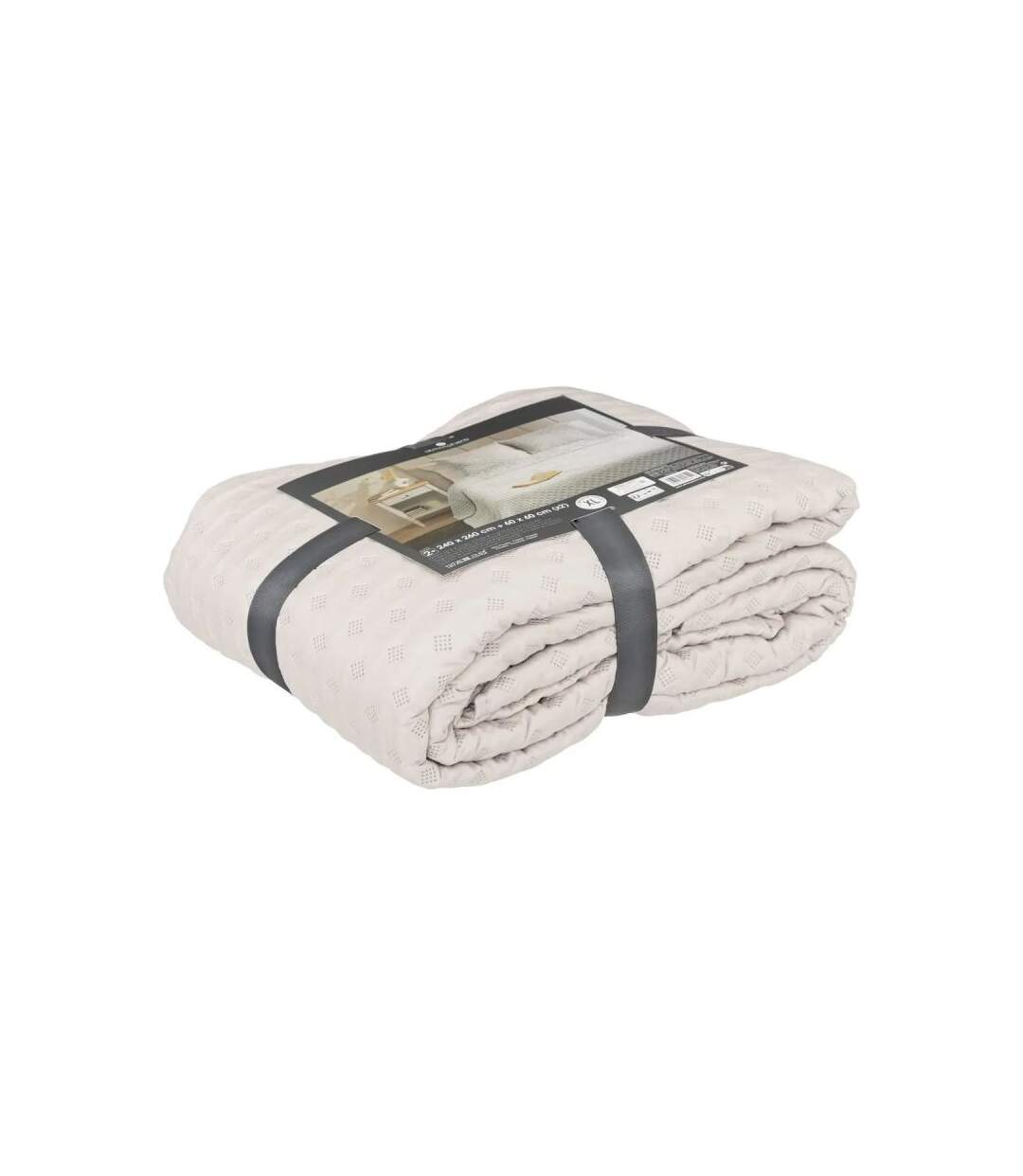 Couvre Lit & 2 Taies Kalia 240x260cm Beige Lin