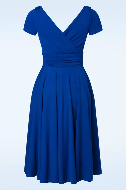 Vintage Diva  Alessandra swing jurk in koningsblauw
