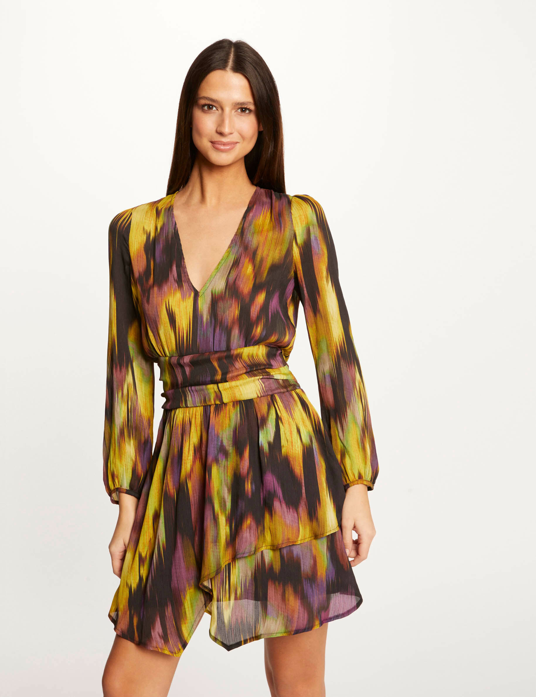 Robe droite fluide imprimé abstrait multico femme - multico