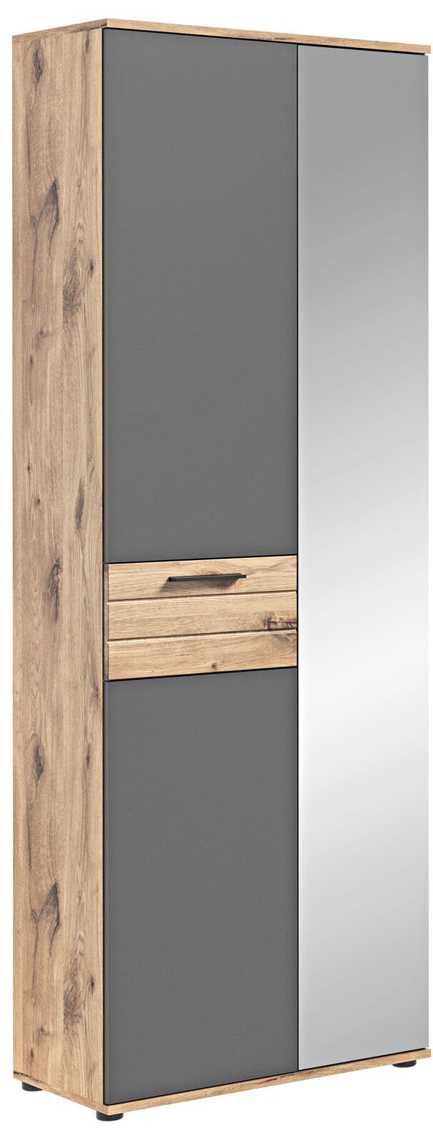 Garderobenschrank Mason, Basalt grau Nox Oak braun 70x200x37 cm