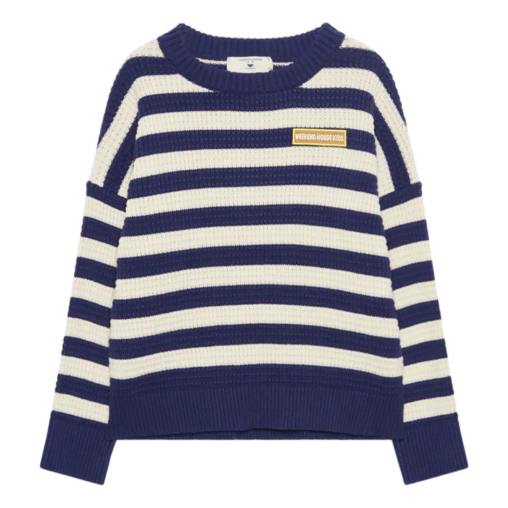 Weekend House Pull Weekend Rayure Coton Bio | Bleu marine