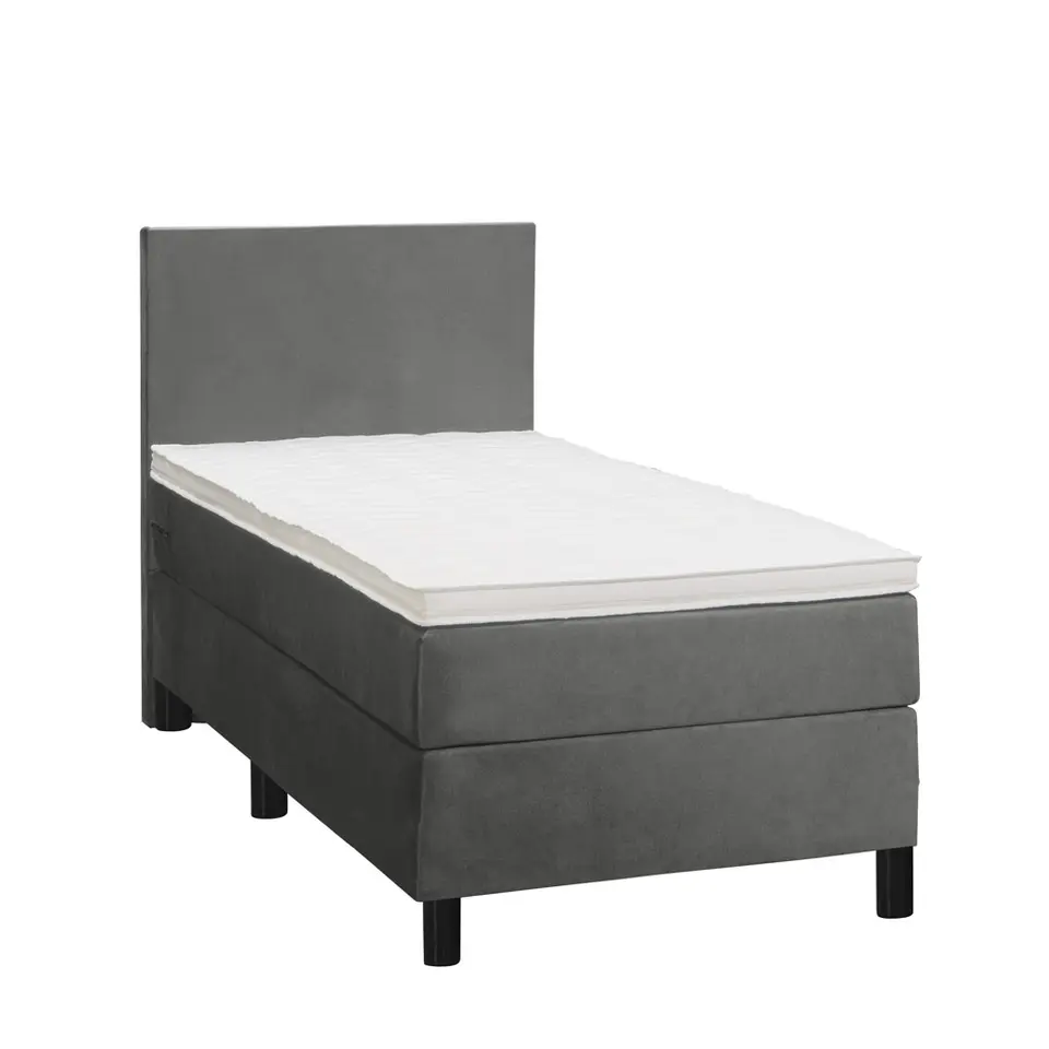 Boxspring Liv egaal - grijs - 90x200 cm - ronde poot