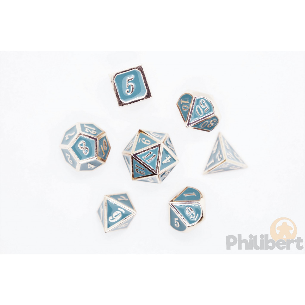 Set de 7 Dés JDR métalliques - Cadet Blue & Copper