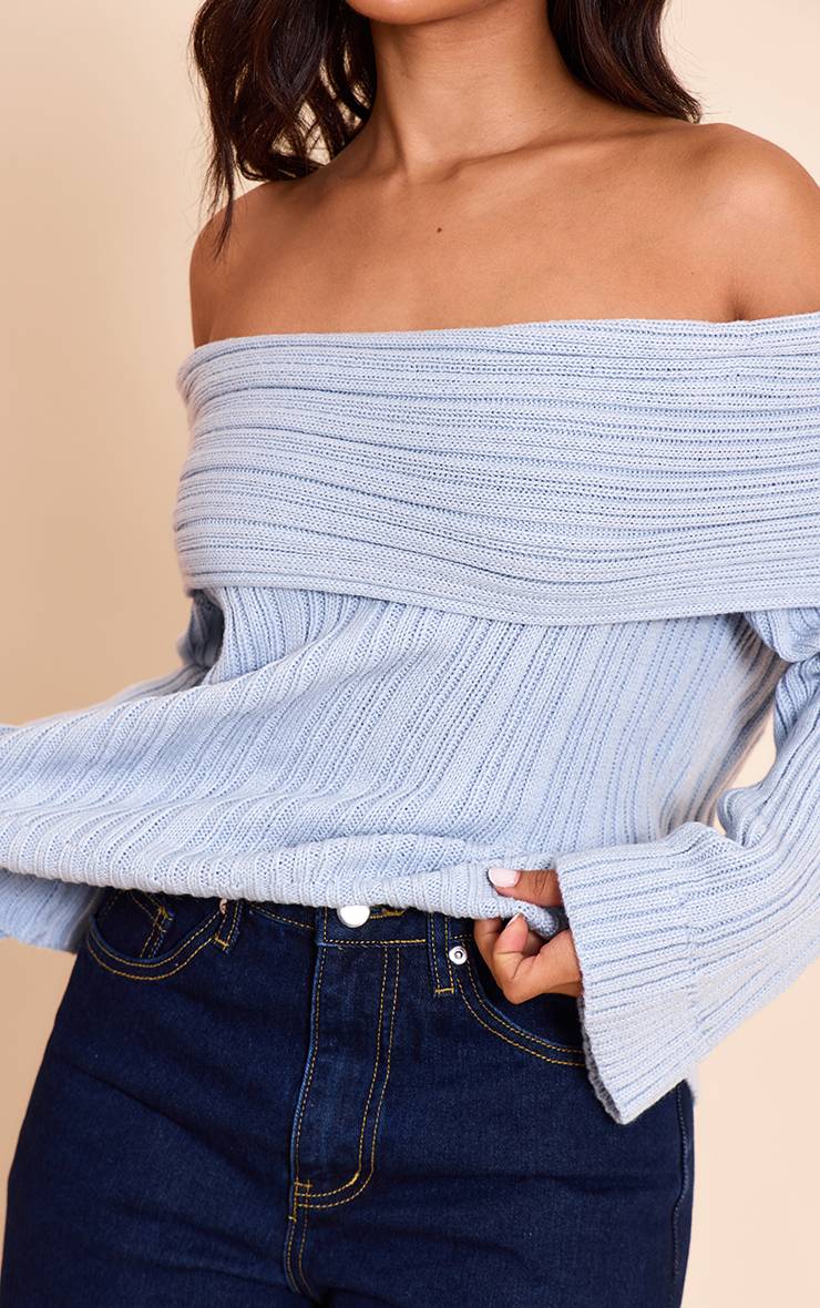 Bleu Layette Synthétiquell En Maille Épaule Dénudée Petite