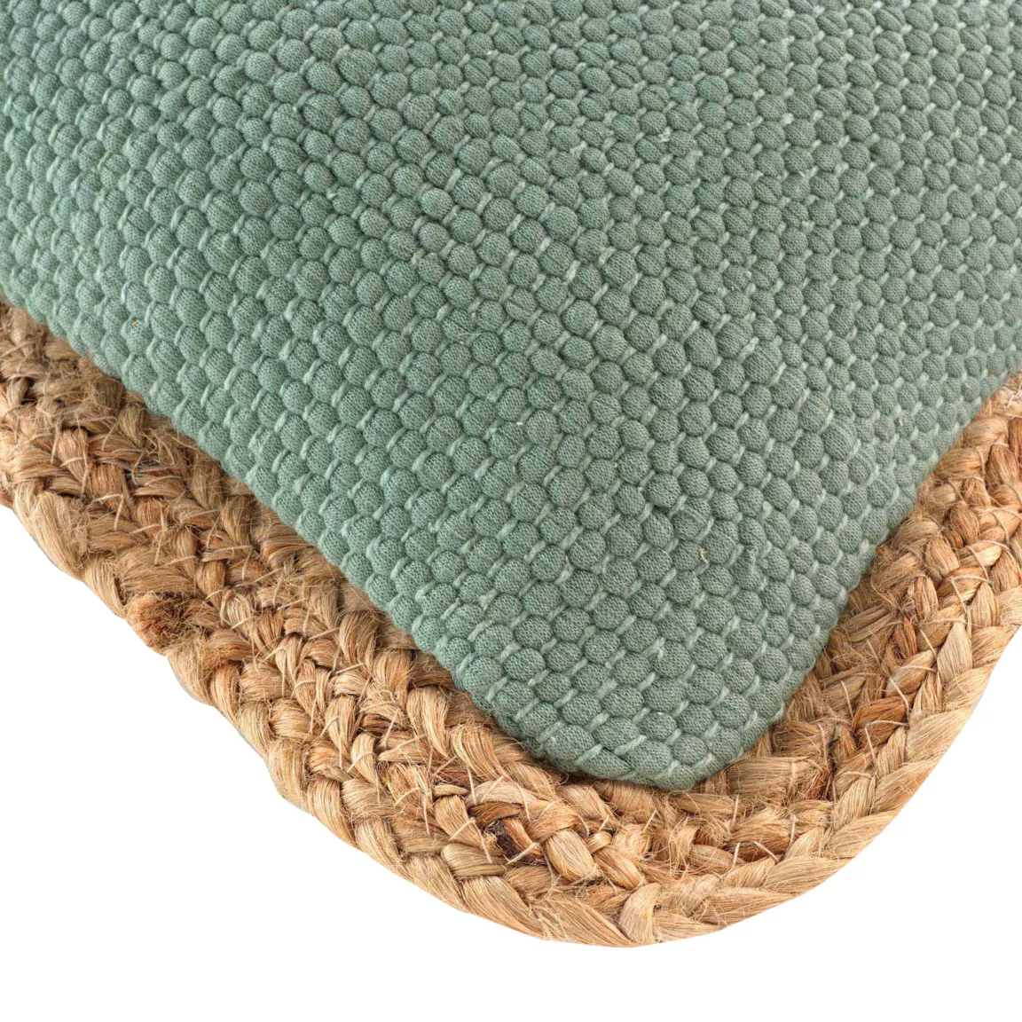 Coussin rectangulaire jute et coton (30 x 50 cm) Akina Vert sauge