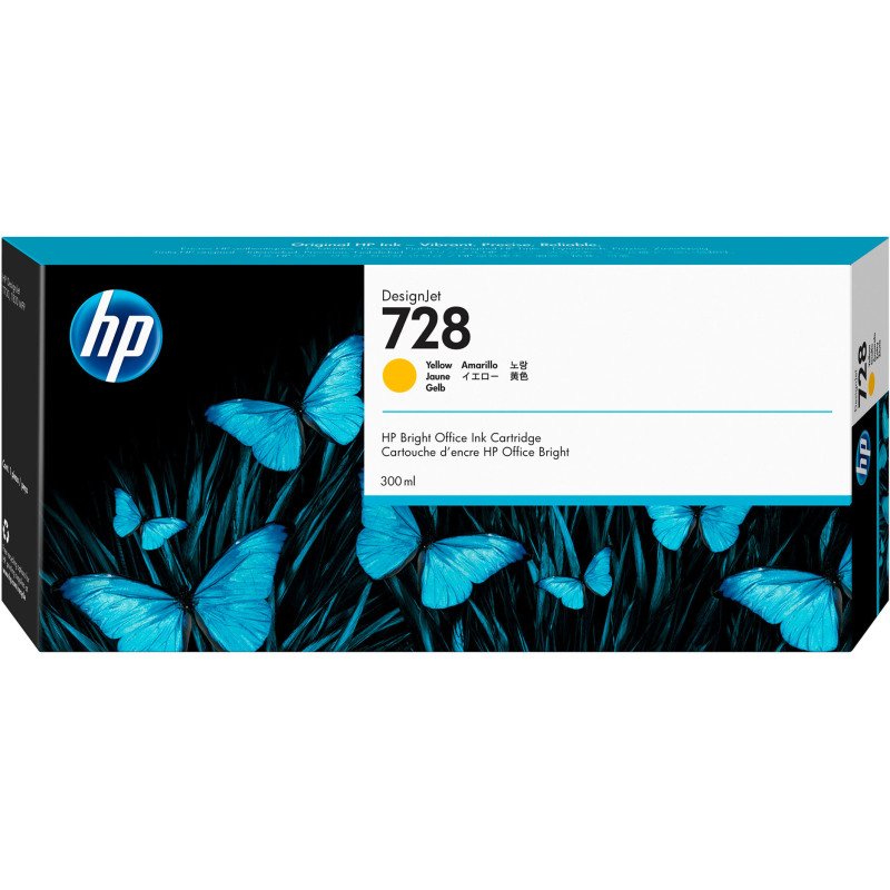 Cartouche HP728 haute capacité couleurs séparées pour imprimante jet d'encre