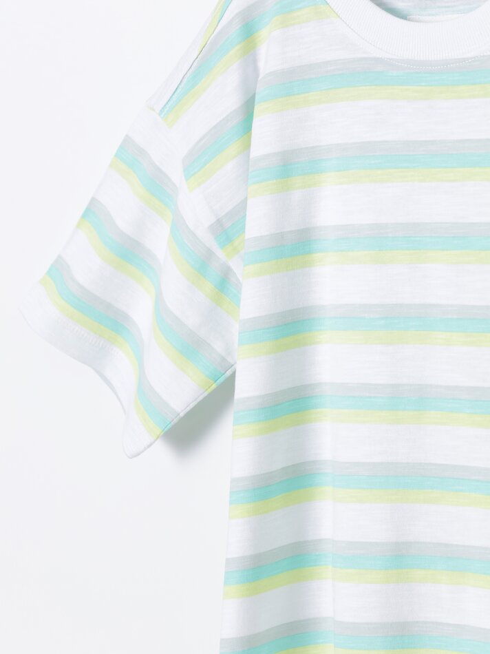 Camiseta listrada - Cinza/azul