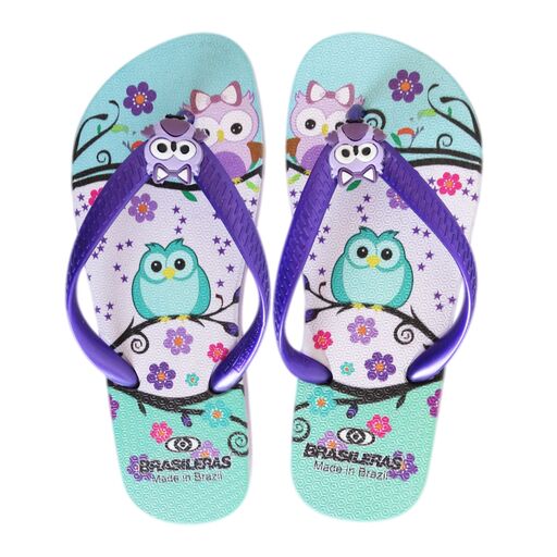 Chinelo de praia brasileiro, estampa Bubo, fabricado no Brasil