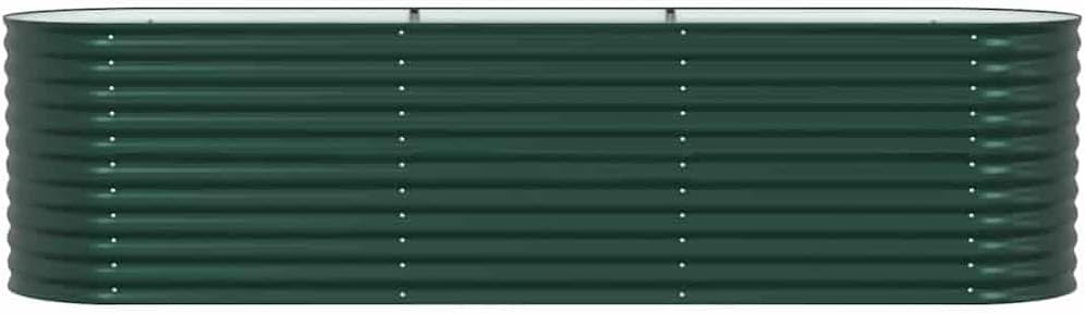 vidaXL Garten-Hochbeet Grün 320 x 80 x 81 cm Stahl, Stylischer Stahlblumenkübel, modernes Garten-Deko, minimalistische Hochbeet, robuster Outdoor-Gartenartikel für Terrassen