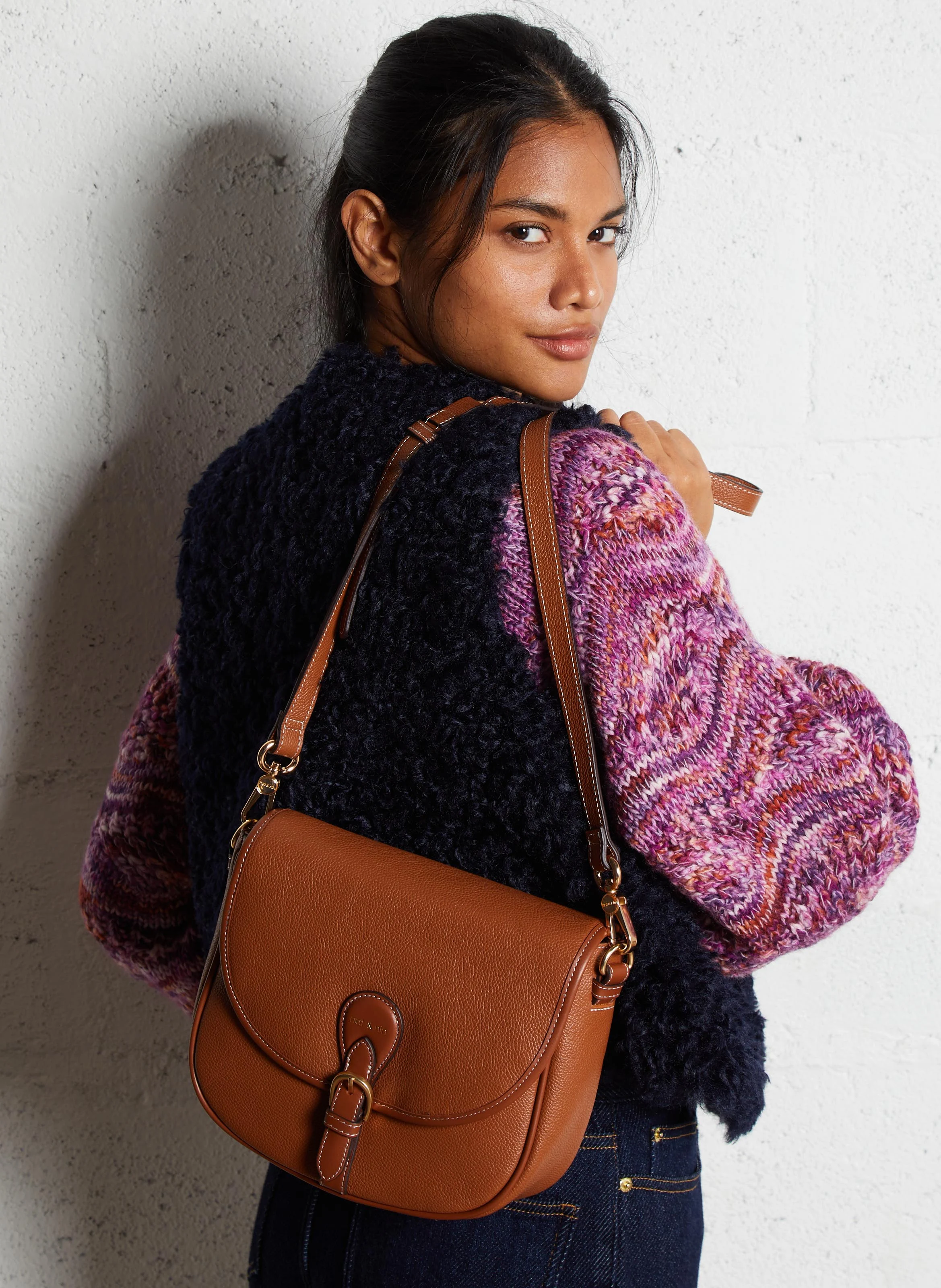 OLIVIA - Sac bandoulière besace en cuir | Marron