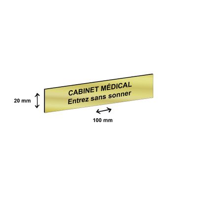 Plaque boîte à lettres personnalisée avec votre texte - 100 x 20 mm - dorée - adhésivée prête à poser
