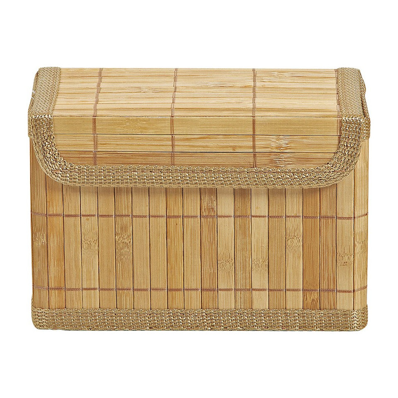 Opbergmand met deksel -bamboe - 14x20x10 cm